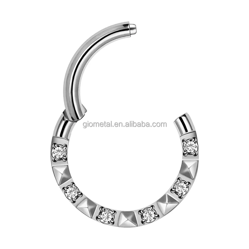 ขายส่งASTM F136 ไทเทเนียมเจาะต่างหูบานพับแหวนด้านบนจมูกเครื่องประดับSeptum Clicker Daith Helixเครื่องประดับร่างกาย