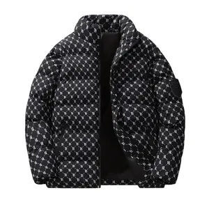 पुरुषों के कोट मोनोग्राम कोरियाई जैकेट स्टैंड कॉलर जैकेट सूती गद्देदार कपड़े गर्म रखते हैं