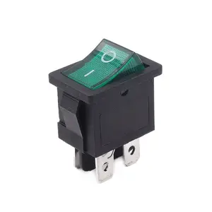 Power Switch 15x21mm Green Light ON OFF 4 Pin 2 Position 10A 250VAC 6A 250VAC 15*21mm Rocker Switch