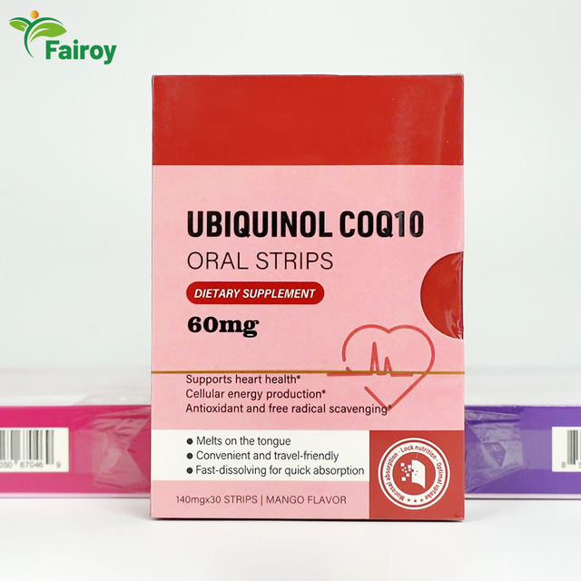 Fairoy OEM Ubiquinol CoQ10 Oral Strips 60mg, Fast Dissolve Portable Daily Nutrient Support