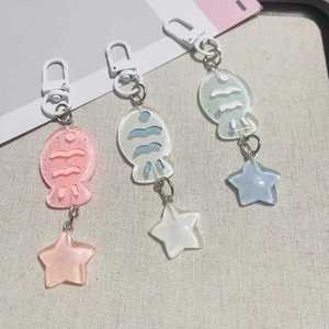 Q Y Cute <b>Sweet</b> Little Fish Keychain Cartoon Resin Keychain Lovely Bag Pendant Earphone Case Hanging Decoration Pink Taiyaki Keyc - Product Image 2