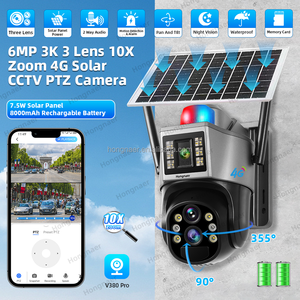 Hongnaer 6MP Wireless Solar betriebene 4G PTZ CCTV-Kamera 10X Zoom <span class=keywords><strong>3</strong></span> Objektiv V380 Pro Outdoor Security 4G Sim-Karte Solar CCTV-Kamera - Product Image 2