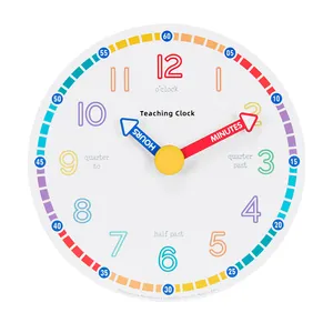 Reloj educativo de aprendizaje para niños, reloj de enseñanza de madera para niños, reloj de pared de madera Mdf multicapa silencioso redondo personalizado