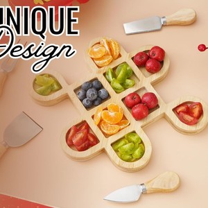 Bandeja de Madera con Forma de Nudo Chino, Multi-Compartimentos, para Aperitivos, de Grado Alimenticio, para Servir en Fiestas, Bandeja para Frutas - Product Image 2