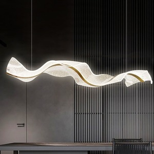 <span class=keywords><strong>Lustre</strong></span> créatif en ruban, lumière de réception, restaurant de luxe, bar, îlot, art ondulé, <span class=keywords><strong>lustre</strong></span> créatif en acrylique - Product Image 5