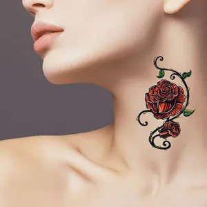 Custom Waterproof Tattoo Sticker Long Lasting Rose Flower Tatoo Body Arm Leg Beautiful Girl Customized Temporary Tattoo Printing