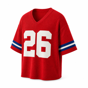 Maillot de football personnalisé en tricot, col en V, manches rayées, nom et numéro personnalisés, pull pour supporter sportif, jour de match - Product Image 5