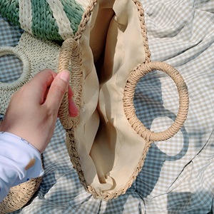 <span class=keywords><strong>Sac</strong></span> fourre-tout demi-lune portable de haute qualité pour femme en <span class=keywords><strong>corde</strong></span> de papier, <span class=keywords><strong>sac</strong></span> à <span class=keywords><strong>main</strong></span> <span class=keywords><strong>rond</strong></span> en paille tressée pour le shopping, les voyages et l'été - Product Image 5