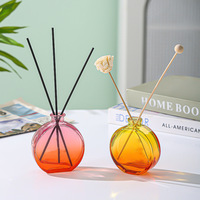 Bouteille diffuseur vide en verre décoratif rechargeable pour désodorisant d'ambiance, avec bâtonnets en rotin et bouchon en liège