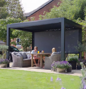 Pergola regolabile in <span class=keywords><strong>alluminio</strong></span> con <span class=keywords><strong>tettoia</strong></span> parasole <span class=keywords><strong>e</strong></span> tetto motorizzato per giardino portico con persiane o porte in <span class=keywords><strong>vetro</strong></span> padiglione - Product Image 3