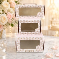 Boîtes d'emballage en carton transparentes pour gâteaux de Noël et d'anniversaire, personnalisées, en gros, de luxe, 12 x 12 x 6, avec lamination brillante, adaptées aux aliments