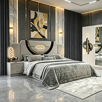 Ensemble de meubles de chambre à coucher de luxe complet en gros de Chine, suite de lit king size, cadre en bois double, ensemble de meubles de chambre à coucher modernes turcs