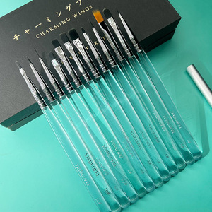 Ensemble de pinceaux à ongles avec manche en acrylique, pinceau liner pour nail art, pinceau à tête ronde pour peinture au gel UV, outil de manucure pour salon, outil de design d'ongles - Product Image 4