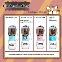 Bouteille d'eau de voyage 3-en-1 Petop pour chien, conteneur de nourriture, distributeur de sacs à déjections, étanche, en plastique, portable, pour promenade