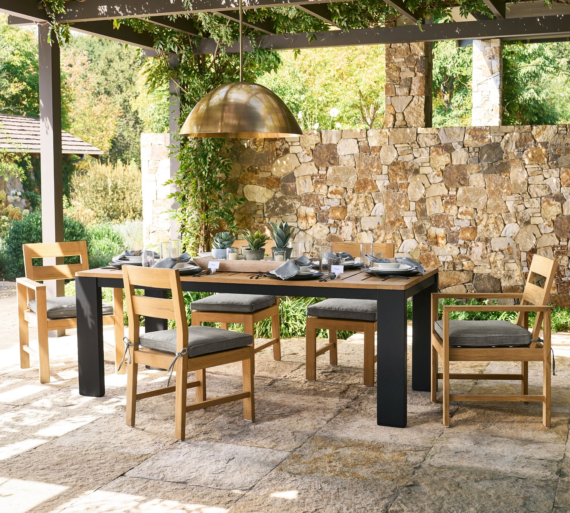 High Quality All-Weather Outdoor Furniture Dining Wood Armchairs with Cushion