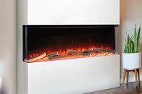 Cheminée électrique moderne 3 faces, cheminée électrique 3D à insertion de flamme LED, cheminée électrique de 60 pouces