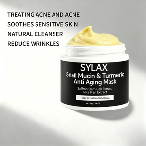 Masque visage anti-âge SYLAX avec mucine d'escargot et curcuma - Soin hydratant anti-rides professionnel pour peaux matures - Product Image 5