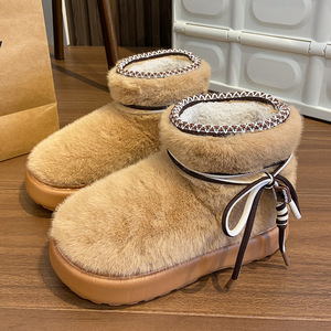 Bottes <span class=keywords><strong>de</strong></span> <span class=keywords><strong>neige</strong></span> à plateforme moelleuses pour femmes, semelle épaisse <span class=keywords><strong>de</strong></span> 4,5 cm, bottes à cheville chaudes et douces, décontractées - Product Image 4