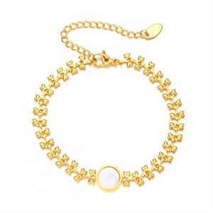 Wholesale Round Charm <b>Shell</b> 18k Gold Plated Stainless Steel Hearts <b>Bracelet</b> for Women - Product Image 3