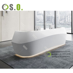 Barbería de madera de uñas personalizar spa Rosa moderno de alta gama de alta calidad Mesa frontal salón de belleza mostrador de recepción - Product Image 4