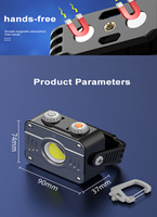 Mini lampe de travail rechargeable pour l'extérieur, support magnétique rotatif, LED COB, étanche IPX4, luminosité réglable pour atelier, bureau