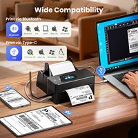 Imprimante d'étiquettes thermiques PHOMEMO PM64D avec écran tactile pour une taille de papier maximale de 108 mm, porte-étiquettes inclus pour les petites entreprises