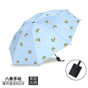 Paraguas Plegable Manual de Ocho Varillas, 95 cm, Vinilo Negro, Protección Solar y Contra la Lluvia, para Viajes - Product Image 5
