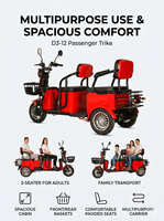 Tricycle électrique 3 places pour usage familial, 1600W, scooter électrique à 3 roues, 72V 20Ah, E-Trike, véhicule électrique pour passagers