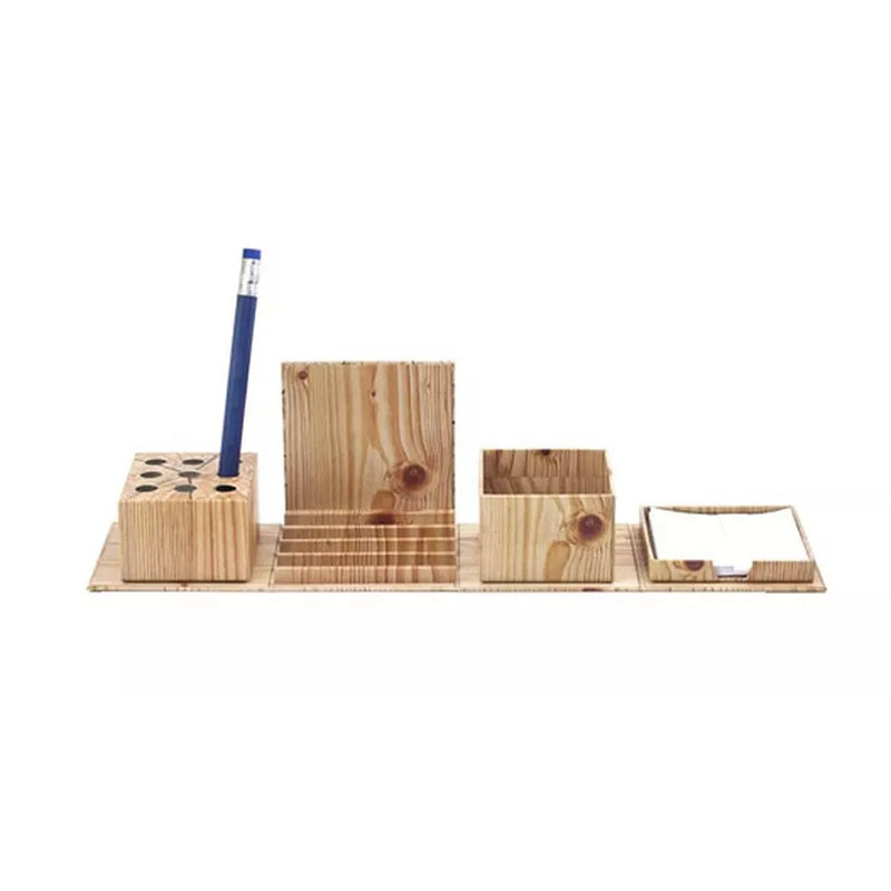 Nagpew 2-Tier Desktop Organizer – Stackable Wood Paper Trays With Pen Holder, Vintage Style