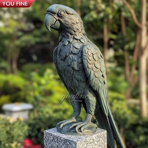 Statua di <span class=keywords><strong>Pappagallo</strong></span> YOUFINE a Grandezza Naturale in Bronzo con Ali Aperte, Scultura di Uccello con Patina Verde Anticata per Decorazione di Ingressi di Ville e Giardini - Product Image 4