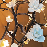 Éclairage pendentif en cuivre populaire, suspension de fleur en céramique, lustre de luxe d'escalier de villa de lustre de cuivre d'hôtel