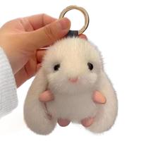 Vente en gros Porte-clés mignon en fausse fourrure douce et floue Porte-clés lapin Pom Pom Porte-clés voiture Pendentif lapin Lulu Porte-clés lapin moelleux