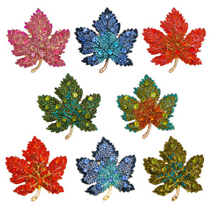 เข็มกลัดรูปใบเมเปิ้ลประดับเพชร ชุบทอง โลหะผสมคริสตัล หรูหรา สำหรับงานแต่งงาน งานหมั้น หรือเป็นเครื่องประดับสูท - Product Image 1