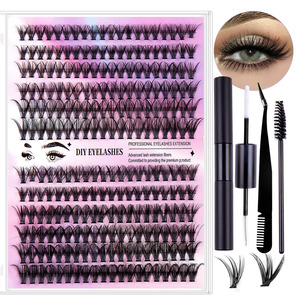 ערכת הרמת ריסים מקצועית עם שיער סינטטי תלת מימדי באורך 10-16 מ\\\"מ, 240 צרורות ופינצטה מדויקת - Product Image 2