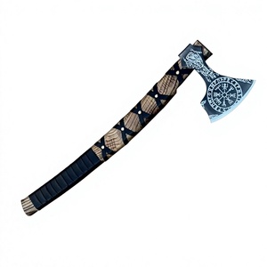 Handmade Custom Carbon Steel <b>Axe</b> Industrial Grade Bearded Survival Outdoor <b>Axe</b> with Wooden <b>Handle</b> for Camping with Sheath - Product Image 6