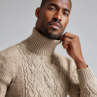 Pull à col roulé en laine mérinos pour hommes, pull chaud et élégant pour l'hiver