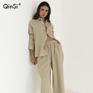Qinsi Winter En Herfst Lange Mouwen Broek Loungewear Dames Sets Comfortabele Katoenen Nachtkleding Voor Dames