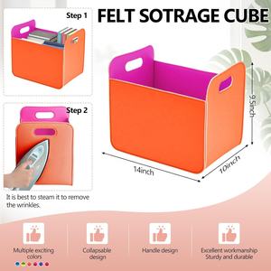 Panier de rangement en feutre coloré, lot de 6, pliable, en tissu, rectangulaire, avec poignée, pour organiser les vêtements, les livres, les jouets d'enfants - Product Image 2