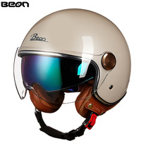 Casco Abierto BEON B-120 con Doble Visera, Homologado 3C para Bicicleta Eléctrica y Motocicleta, para Todas las Estaciones, Visera Extraíble, Forro Lavable