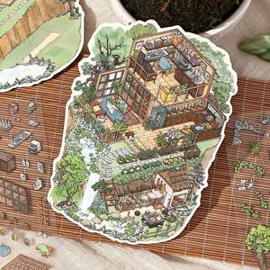 Cajas de Papel YZ con Ocho Paneles, Pegatinas Decorativas, Divertido Collage en Miniatura para Niños, Serie Mi Pequeña Casa, Pegatinas PET - Product Image 5