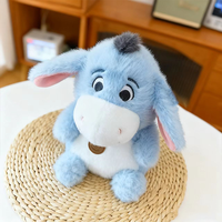 Jouet en peluche âne bleu Kawaii, doux et moelleux, à longues oreilles, avec étiquette en bois, pour cadeau d'anniversaire pour enfants, décoration de chambre d'enfant