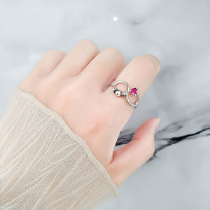 Anillo antiansiedad de <span class=keywords><strong>plata</strong></span> besd con puntas planas, novedad de 2023, venta al por mayor, con spinner de cuentas - Product Image 6