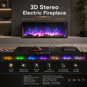 <span class=keywords><strong>Insert</strong></span> de cheminée électrique LCD moderne à 3 faces avec flamme LED <span class=keywords><strong>panoramique</strong></span> multicolore et bûches décoratives - Product Image 6