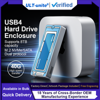 ULT-unite Aluminium Glass 8T Kapasitas 40Gbps M.2 NVMe USB4 Universal Enclosure Hard Drive Eksternal Kompatibel Laptop