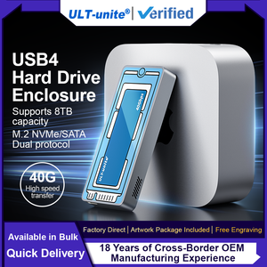 Boîtier <span class=keywords><strong>externe</strong></span> universel pour disques durs M.2 NVMe USB4 ULT-unite en aluminium et verre, capacité 8 To, 40 Gbps, compatible ordinateur portable - Product Image 1