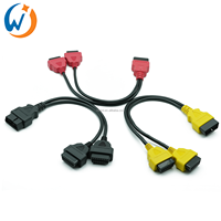 16 Pin OBD2 J1962 Male to Dual Female Y Splitter Extension Cable for Obd Scanner Code Recorder Devices