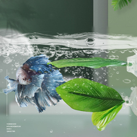 Yun Betta lit de repos et de sommeil Simulation diversifiée herbe d'eau et feuilles de Lotus pour réservoir de poissons aménagement paysager boîte d'emballage