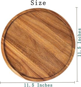 Bandeja Portavelas Redonda de Madera de Acacia Lacada, Apilable, Portátil y Flexible para Decoración del Hogar, Cocina y Mesa de Centro - Product Image 3
