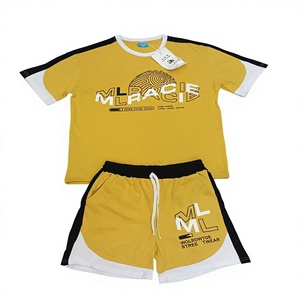 Conjunto Deportivo de Verano para Hombre <span class=keywords><strong>J</strong></span> & <span class=keywords><strong>H</strong></span>, 2 Piezas, Camiseta y Pantalones Cortos, 100% Algodón Ecológico, Estampado Digital, Bloques de Color, Tallas Grandes - Product Image 2