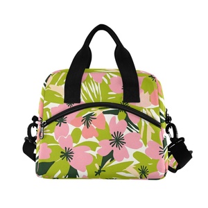 Hawaiian New Arrival Custom Tropical Flower Print Polyester Tote Cooler Bags Thermal Insulated Cooler Lunch Bag for Picnic - Product Image 2